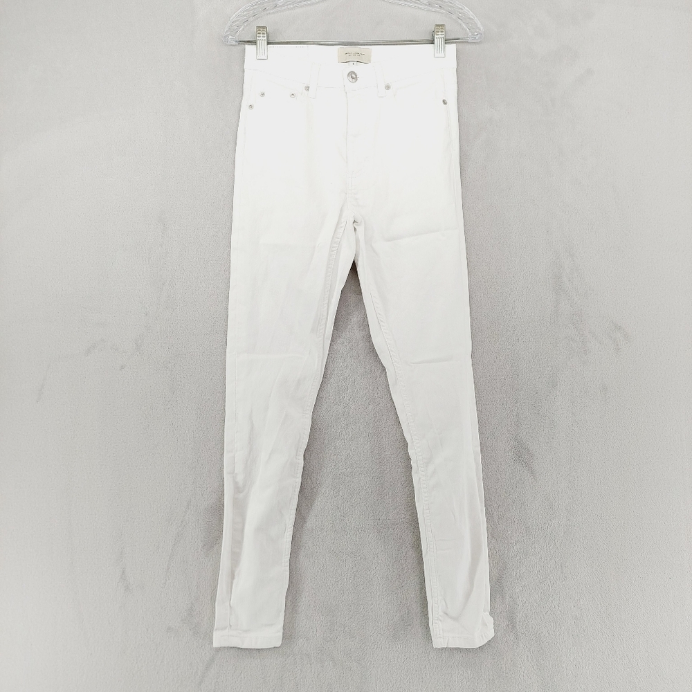 NEW French Connection White High Rise Stretch Cotton Blend Skinny Jeans P6606